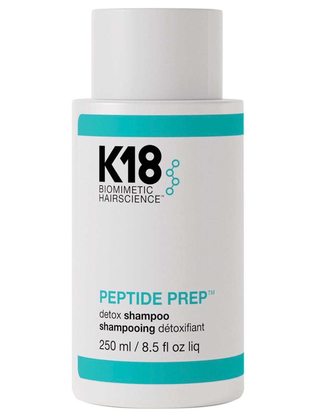 K18 Peptide Prep Detox Shampoo — White with Teal Accents